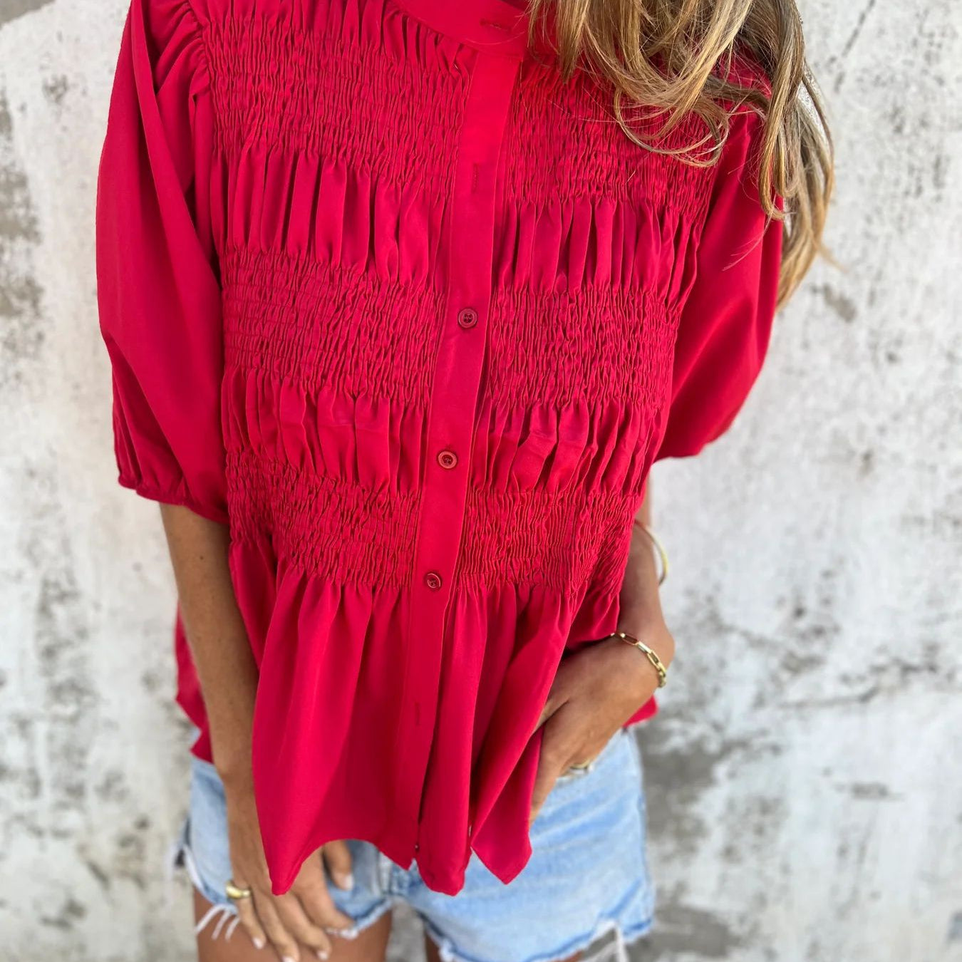 Karla - Hladká blůza s knoflíky