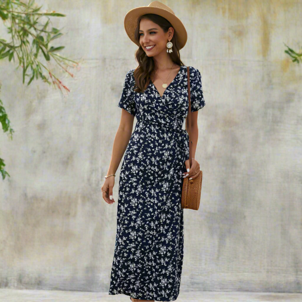 Karolína – Zavinovací midi šaty s květinovým vzorem