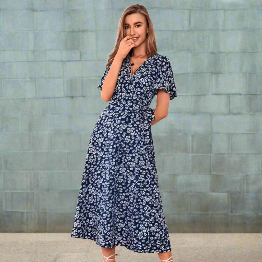 Karolína – Zavinovací midi šaty s květinovým vzorem