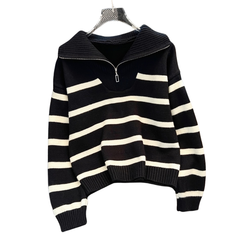 Hana – Ležérní svetr s dlouhým rukávem a límečkem