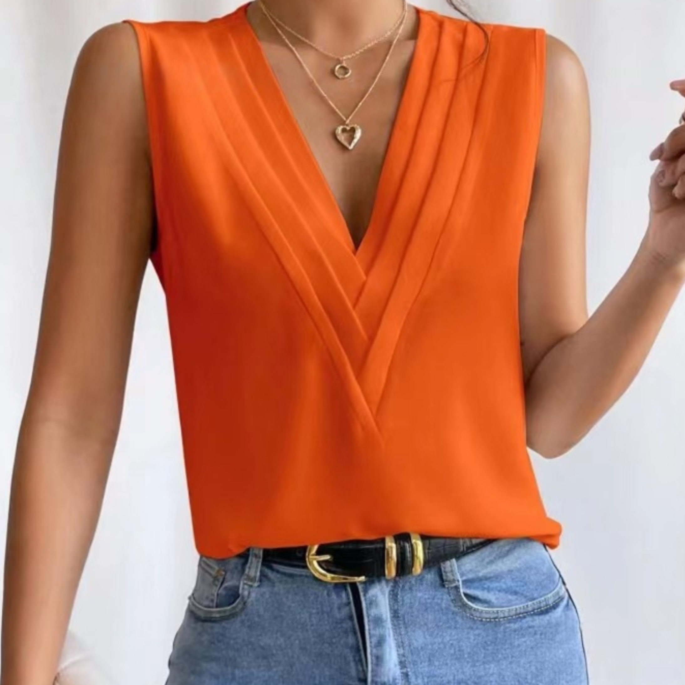 Petra - Lehký bezrukávový top s V výstřihem