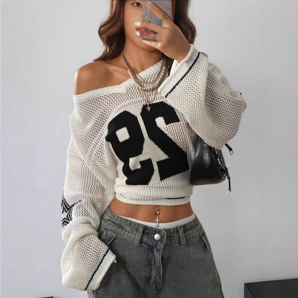 Lenka – Retro Svetr s Dlouhým Rukávem