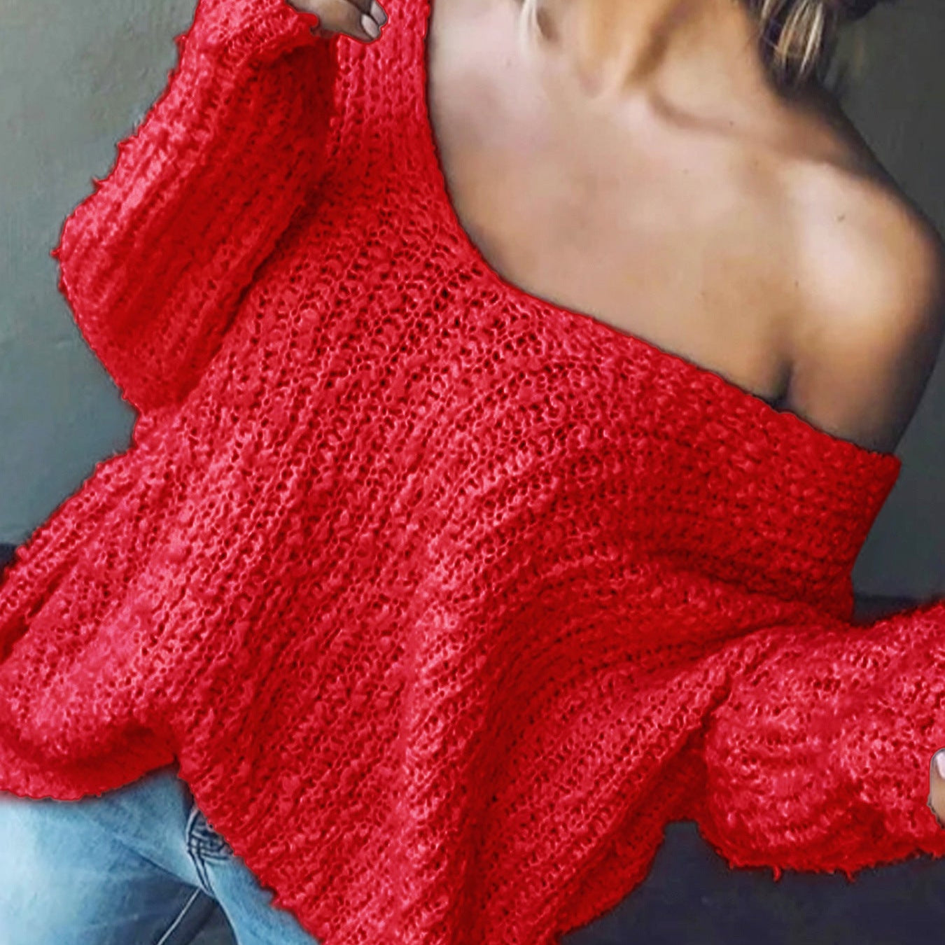 Marcela - Pohodlný Svetr s Dlouhým Rukávem a Spadlými Rameny