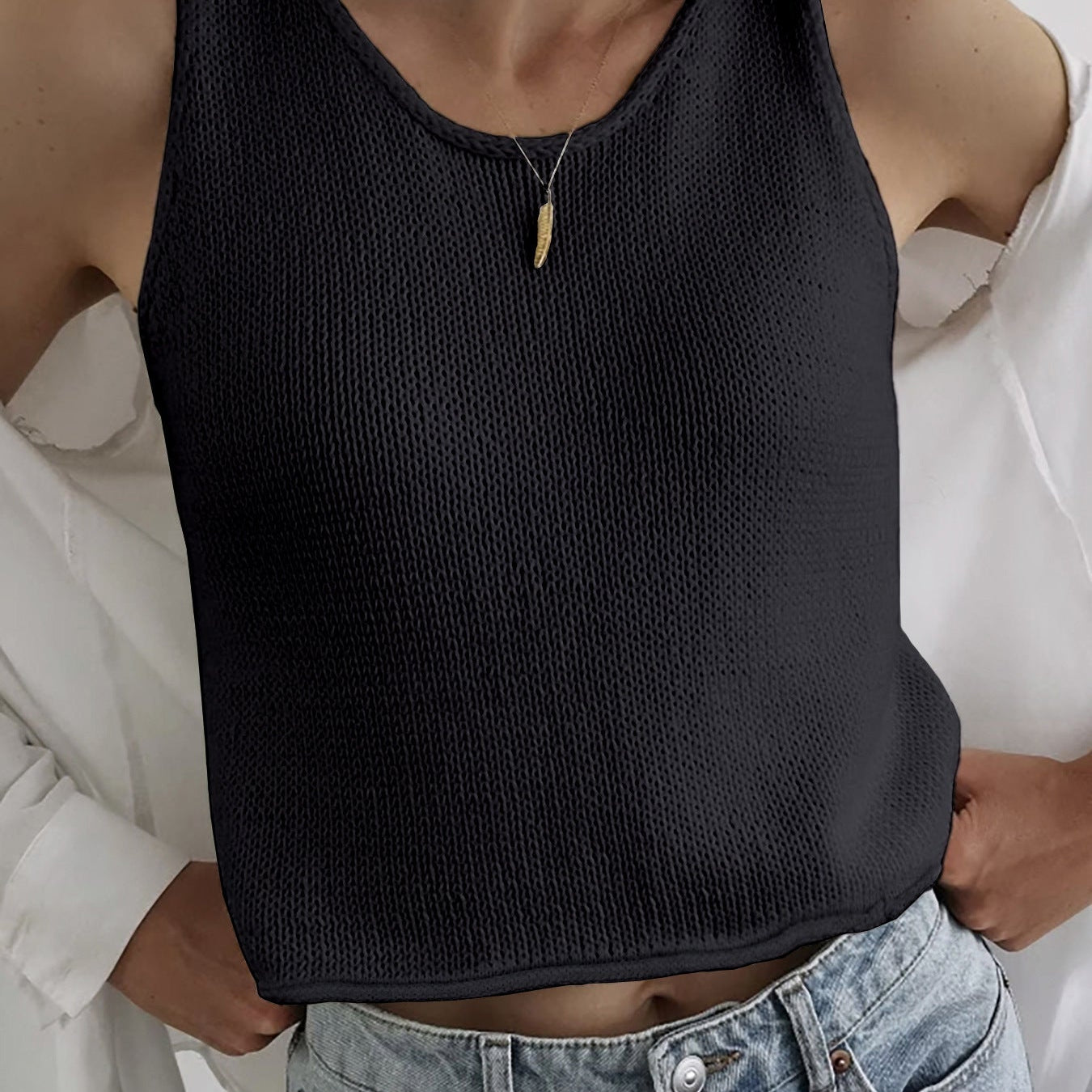 Marcela - Ležérní pulovrový top s kulatým výstřihem