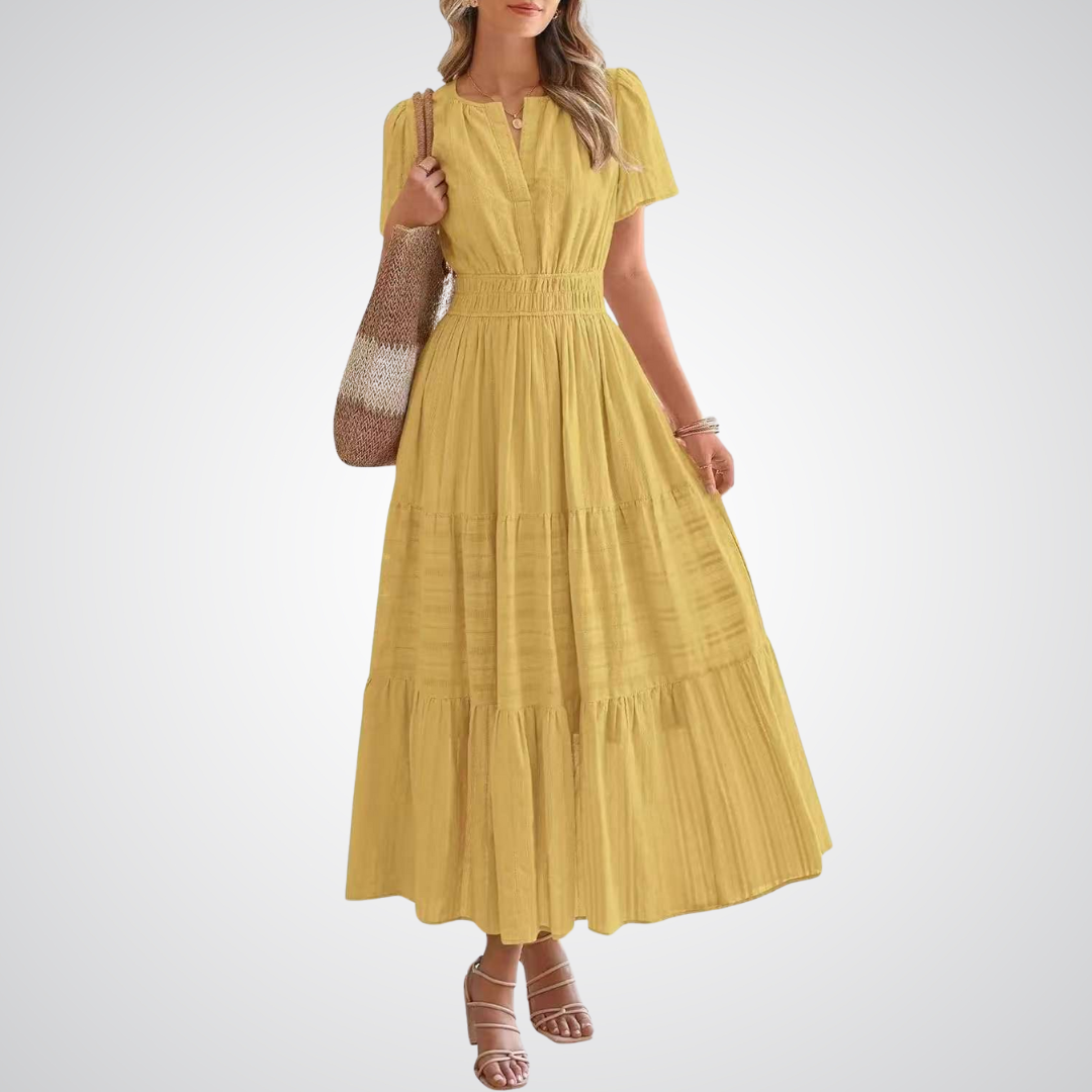 Alena – Romantické maxi šaty s vrstvenou sukní