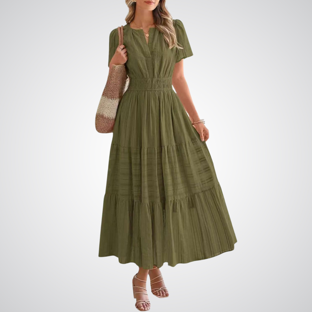 Alena – Romantické maxi šaty s vrstvenou sukní