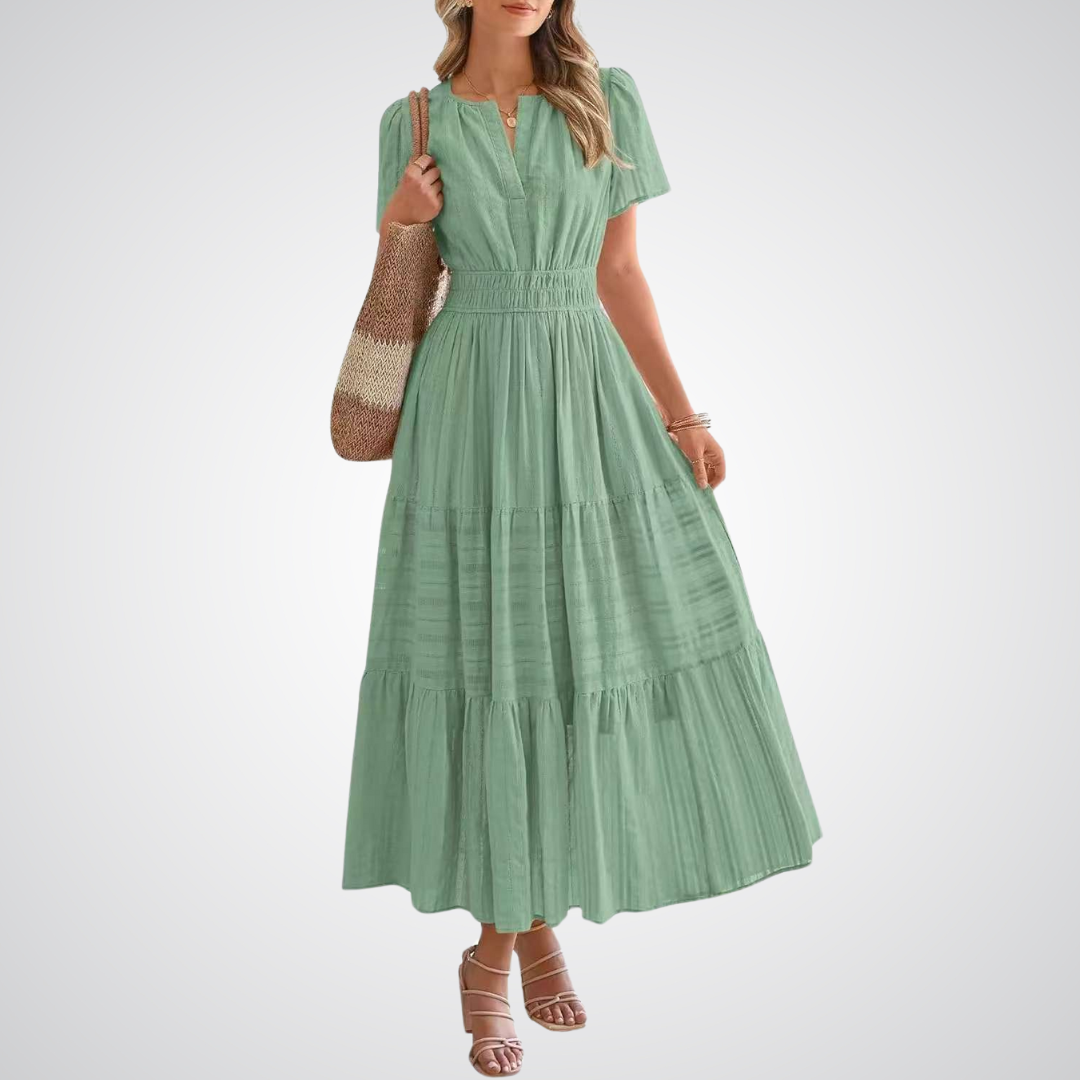 Alena – Romantické maxi šaty s vrstvenou sukní