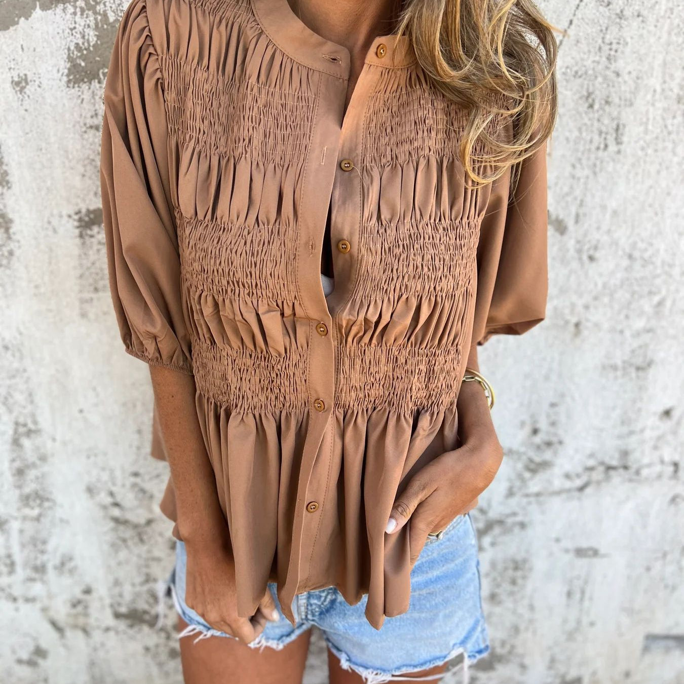 Karla - Hladká blůza s knoflíky