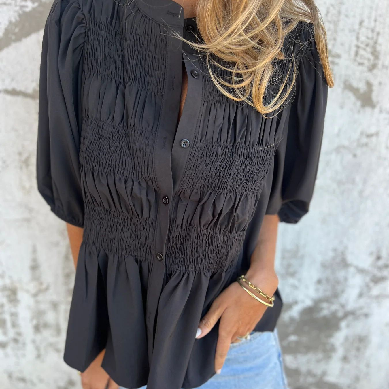 Karla - Hladká blůza s knoflíky